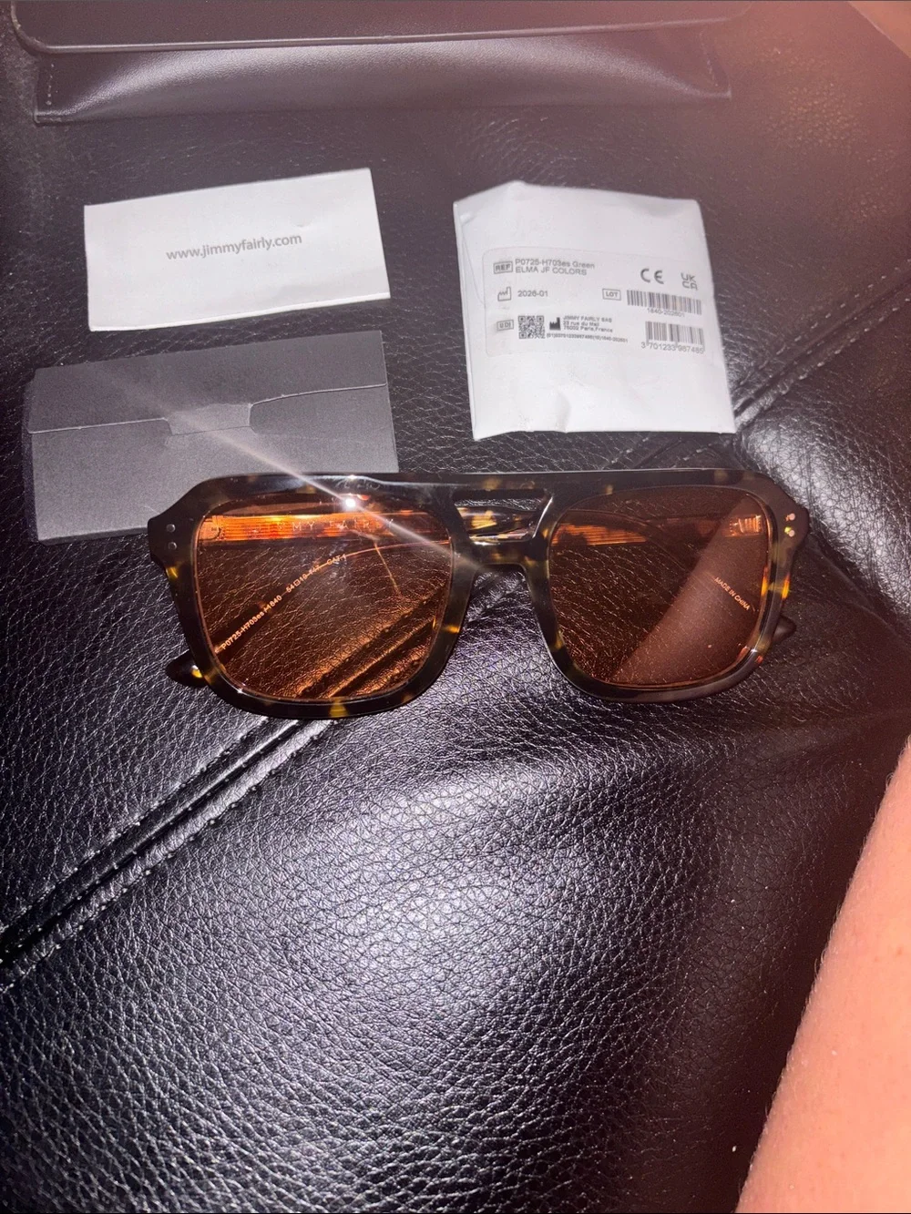 Dark Tortoiseshell Sunglasses with Amber Lenses and Green Lenses included